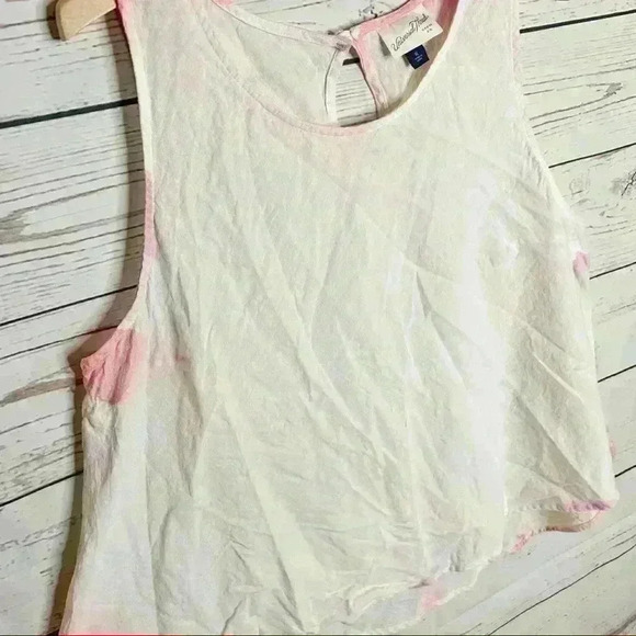 Universal Thread Cotton Keyhole Back Tank Top Bleached Plaid - Picture 4 of 7